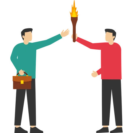 Businessman leader passing torch to success  Illustration