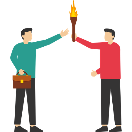 Businessman leader passing torch to success  Illustration