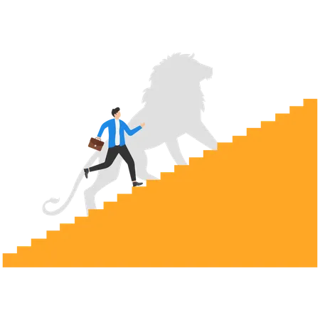 Businessman leading team like lion  Illustration