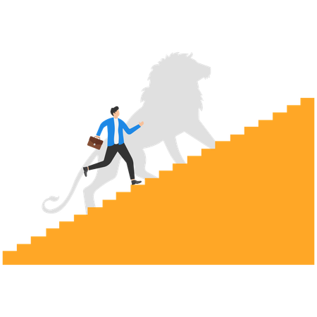 Businessman leading team like lion  Illustration