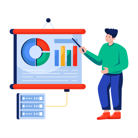 Businessman leads Business presentation  Illustration
