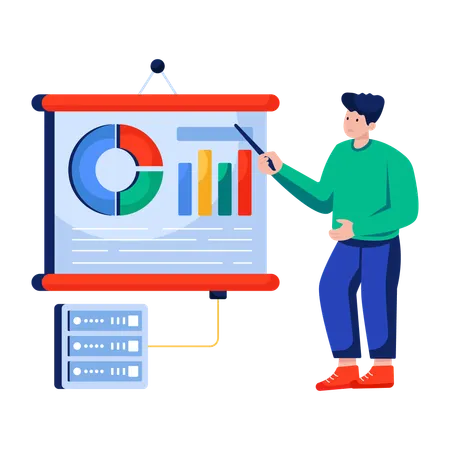 Businessman leads Business presentation  Illustration