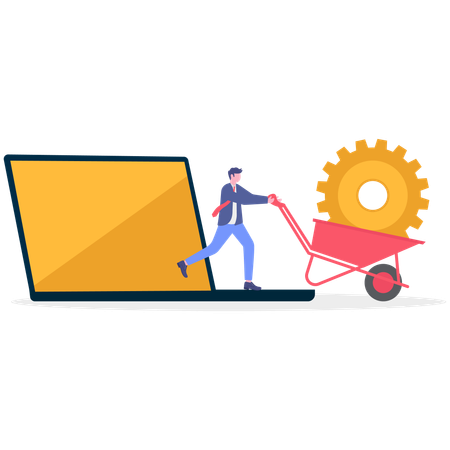 Businessman learning online setting  Illustration