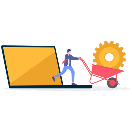 Businessman learning online setting  Illustration