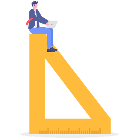 Businessman learns geometry  Illustration