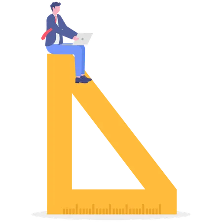 Businessman learns geometry  Illustration