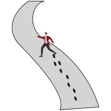 Businessman leaves footprints  Illustration