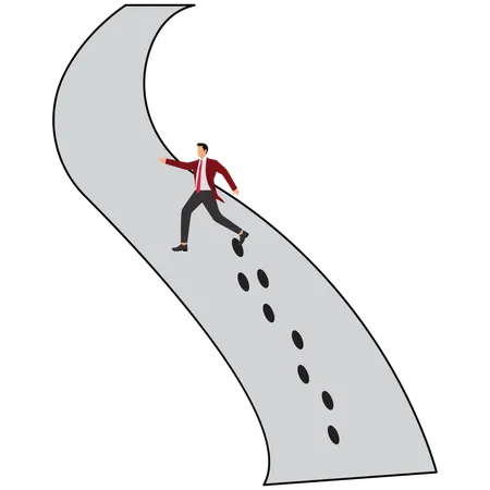 Businessman leaves footprints  Illustration