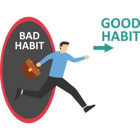 Businessman leaves his bad habits  Illustration