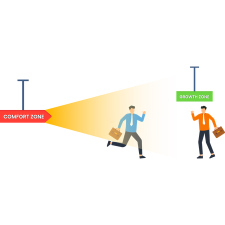 Businessman Leaving Comfort Zone for Growth  Illustration