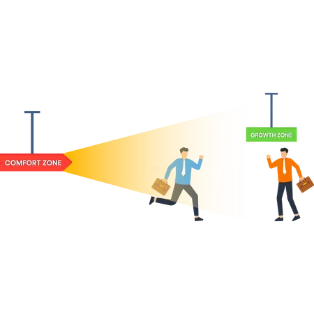 Businessman Leaving Comfort Zone for Growth  Illustration
