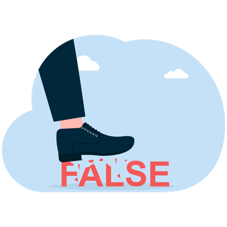 Businessman leg crash false word  Illustration