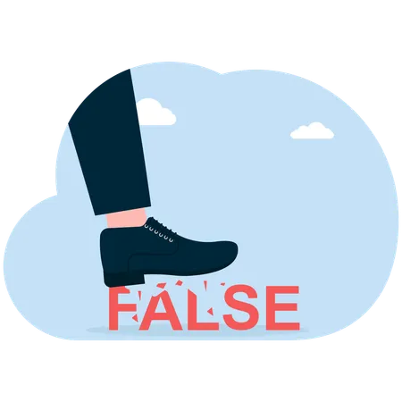 Businessman leg crash false word  Illustration