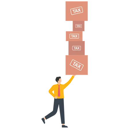 Businessman lift tax box  Illustration