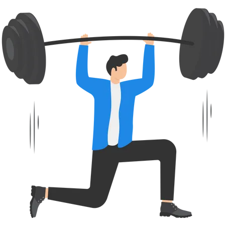 Businessman lifting heavy barbell  Illustration