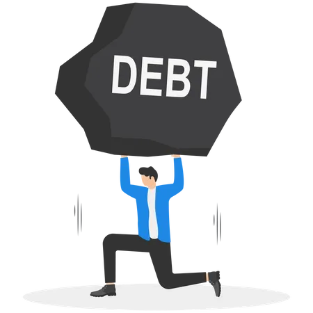 Businessman lifting rock of debt  Illustration