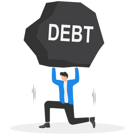 Businessman lifting rock of debt  Illustration