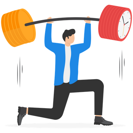 Businessman lifting weights  Illustration
