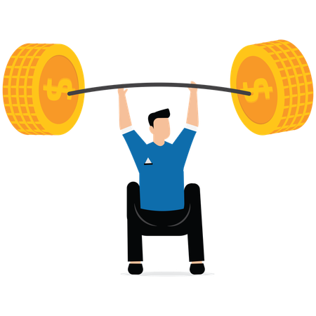 Businessman lifting weights  Illustration