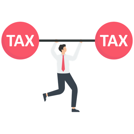 Businessman lifts a tax barbell  Illustration