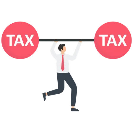 Businessman lifts a tax barbell  Illustration