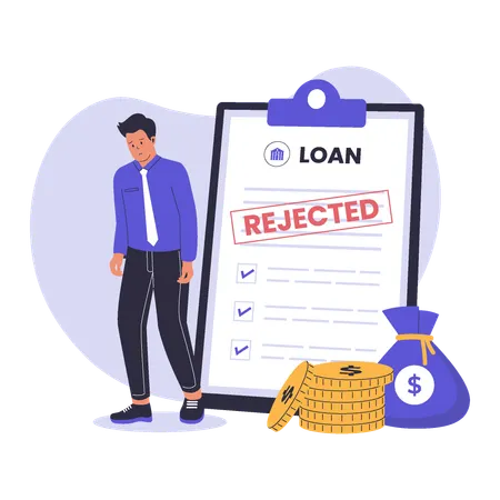 Businessman Loan gets Rejected  Illustration