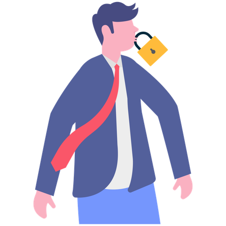 Businessman lock on mouth  Illustration