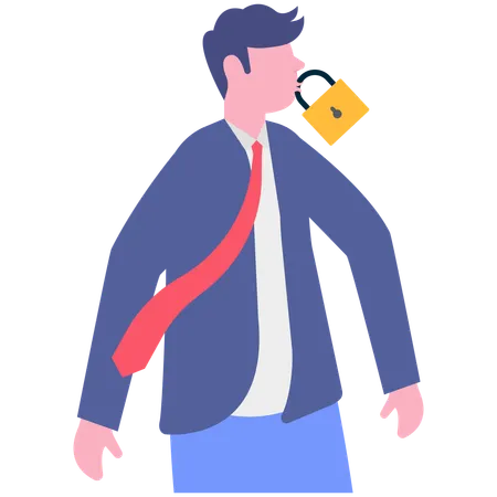 Businessman lock on mouth  Illustration