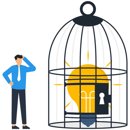 Businessman locks a business idea  Illustration