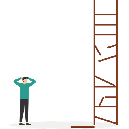 Businessman look at broken ladder  Illustration