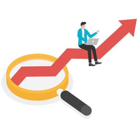 Businessman look at economic growth with chart  Illustration