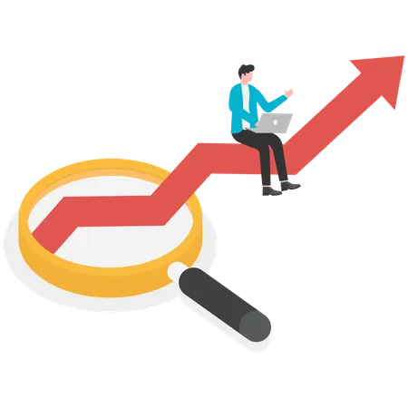 Businessman look at economic growth with chart  Illustration