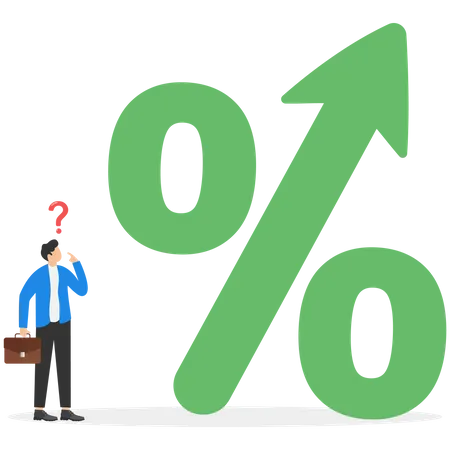 Businessmen Look High At A Big Percentage Interest Financial And Mortgage Rates Flat Vector Illustration Illustration