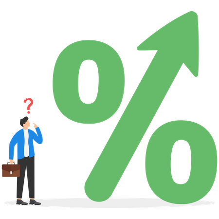 Businessman look high at a big percentage  Illustration