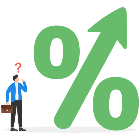 Businessman look high at a big percentage  Illustration