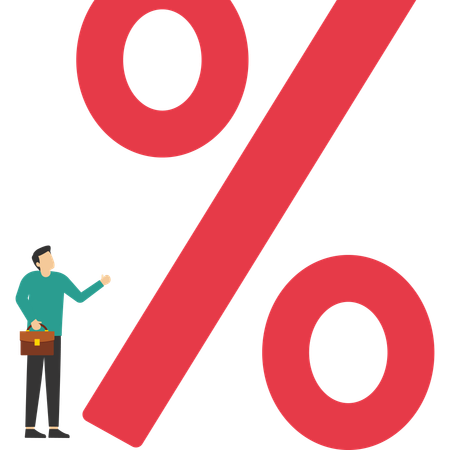 Businessman look high at big percentage  Illustration