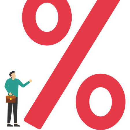 Businessman look high at big percentage  Illustration