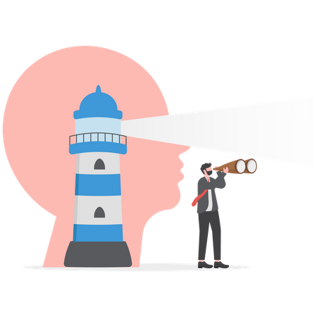 Businessman look on telescope  Illustration