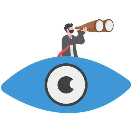 Businessman Look Through Binoculars  Illustration