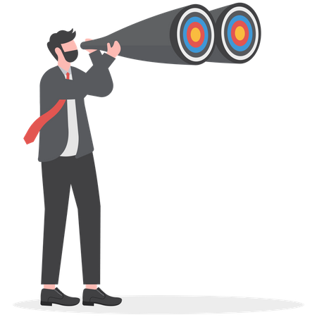 Businessman look through telescope to find business target  Illustration