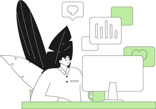Businessman looking at analytics  Illustration