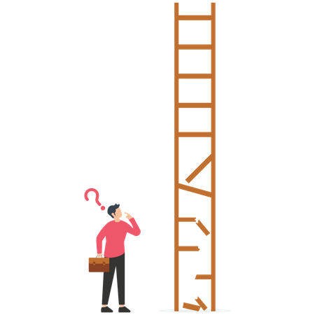 Businessman looking at broken stair  Illustration
