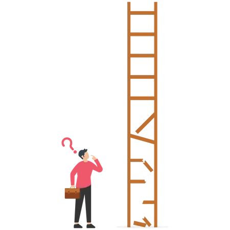 Businessman looking at broken stair  Illustration