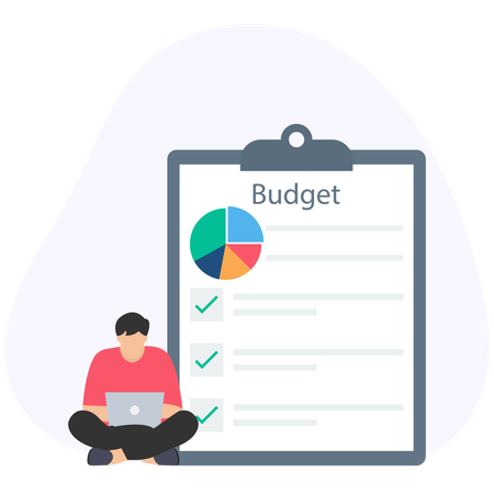 Businessman looking at budget report  Illustration