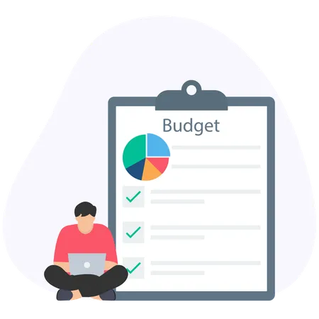 Businessman looking at budget report  Illustration