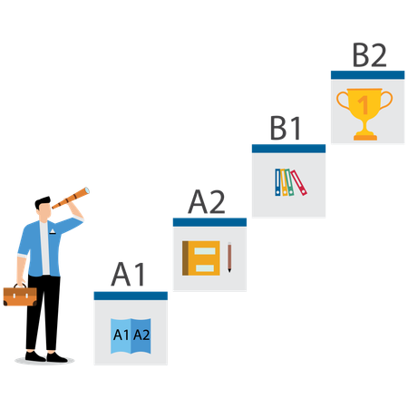 Businessman looking at business achievement  Illustration