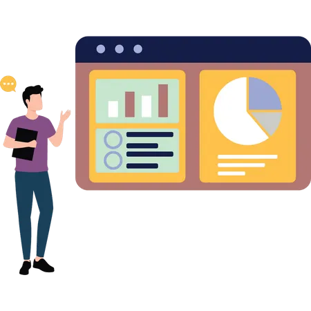 Businessman looking at business chart graph  Illustration