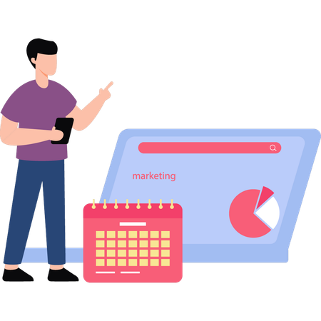 Businessman looking at business marketing chart  Illustration