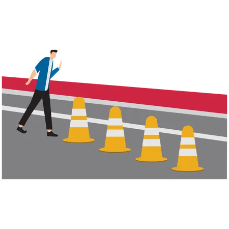 Businessman looking at business obstacles  Illustration