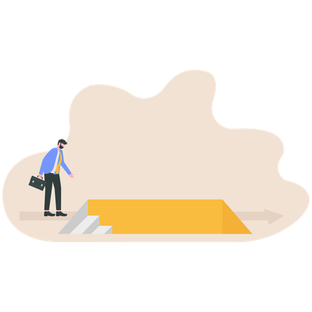 Businessman looking at business obstacles  Illustration